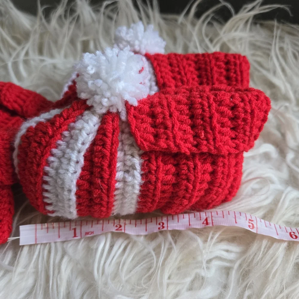 Red and White Knitted Baby Booties
